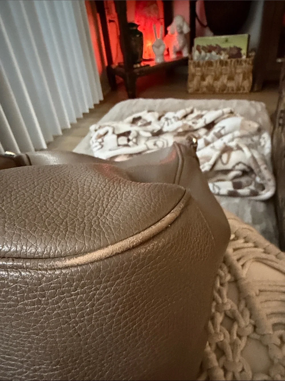 Furla Pebbled Leather Taupe Hobo Bag